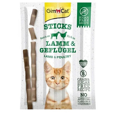 Ласощі для котів палички GimCat Стікс з ягням та птицею