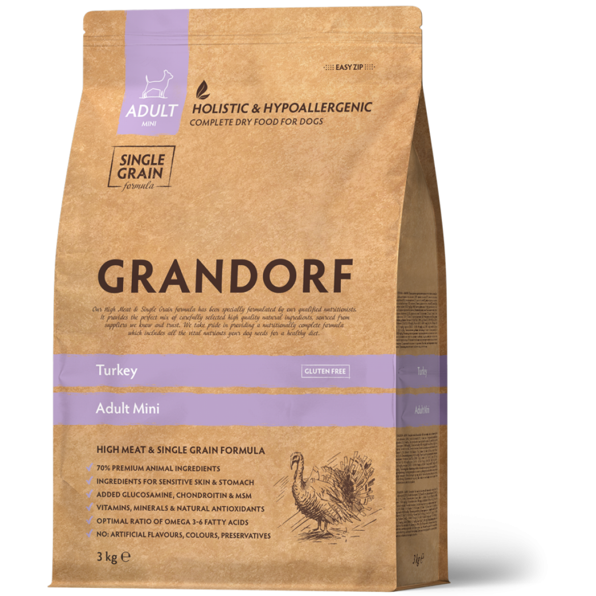 Сухой корм для мини собак Grandorf Turkey Adult Mini Breeds с индейкой, 1 кг