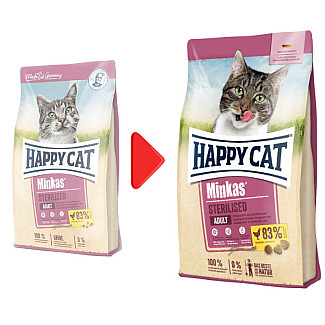 Happy Cat Minkas Sterilised сухий корм для дорослих кастрованих і стерилізованих котів з птицею, 10 кг