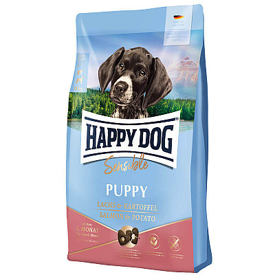 Сухой корм для собак Happy Dog Sensible Puppy Salmon&Potato - беззерновой с лососем и картофелем для щенков средних и крупных пород от 1 до 6 месяцев