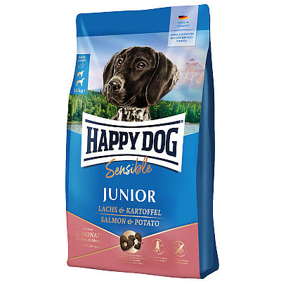 Сухий корм для собак Happy Dog Junior Grainfree - безглютеновий з лососем та картоплею для юніорів середніх та великих порід віком від 7 до 18 місяців