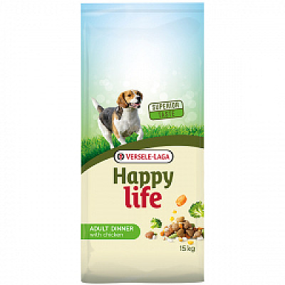 Сухой корм для собак Happy Life Adult Dinner with Chicken ХЕППИ ЛАЙФ УЖИН КУРКА С ОВОЩАМИ премиум 