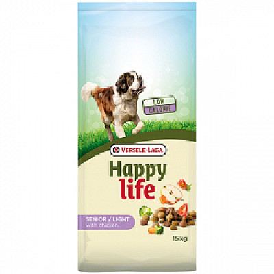 Сухой корм для собак Happy Life Senior Light with Chicken Хэппи Лайф СЕНЬОР ЛАЙТ для пожилых собак с проблемами лишнего веса