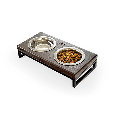 Harley&Cho Миски на подставке Lunch Bar Brown wood + Black
