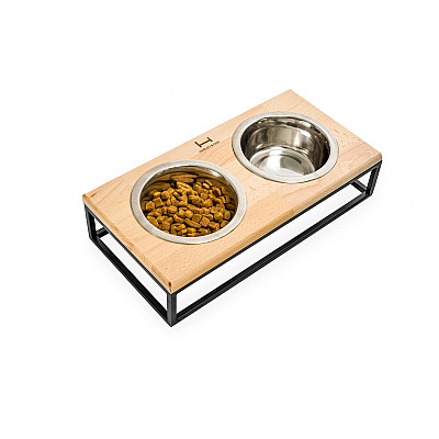 Harley&Cho Миски на подставке Lunch Bar Natural wood + Black