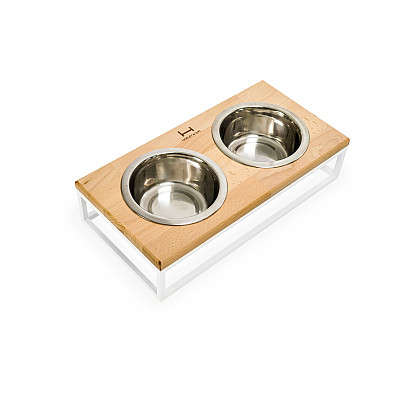 Harley&Cho Миски на подставке Lunch Bar Natural wood + White