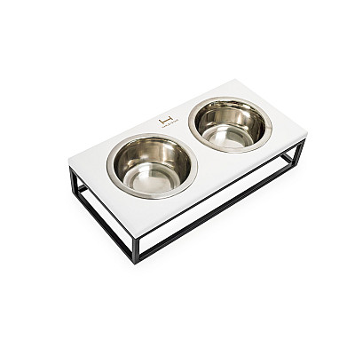 Harley&Cho Миски на подставке Lunch Bar White wood + Black