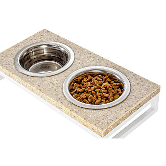 Миски на підставці Lunch Bar Biege Stone + White, XS (28x14x5cm / Миски по 0.2л)