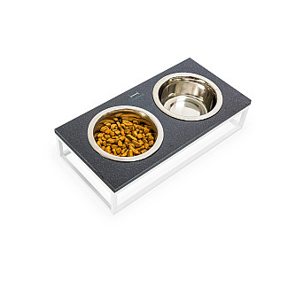 Миски на подставке Lunch Bar  Black Stone + White, S (36x18x7cm / Миски по 0.45л)