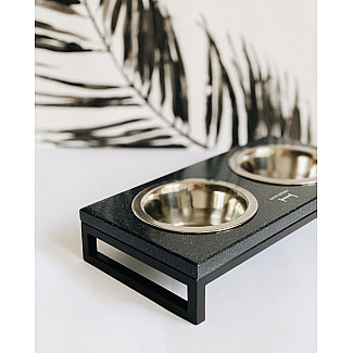Миски на подставке Lunch Bar  Black Stone + Black, M (42x21x10cm / Миски по 0.75л)