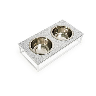 Миски на підставці Lunch Bar  Grey Stone + White, XS (28x14x5cm / Миски по 0.2л)