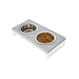 Миски на подставке Lunch Bar  Grey Stone + White, M (42x21x10cm / Миски по 0.75л)