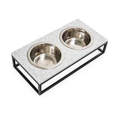 Harley&Cho Миски на подставке Lunch Bar  Grey Stone + Black