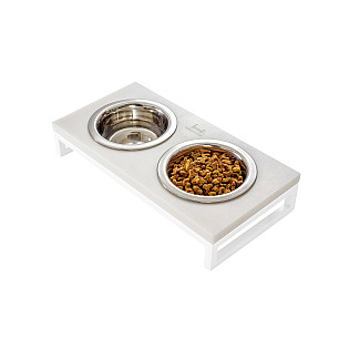Миски на подставке Lunch Bar  White Stone + White, XS (28x14x5cm / Миски по 0.2л)