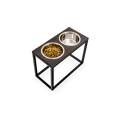 Harley&Cho Миски на подставке Dinner Brown wood + Black