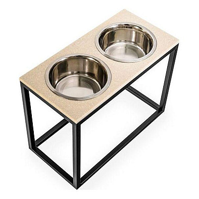 Harley&Cho Миски на подставке Dinner Biege Stone + Black