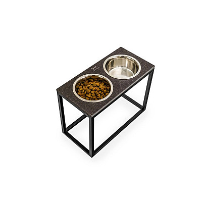 Harley&Cho Миски на подставке Dinner Brown Stone + Black