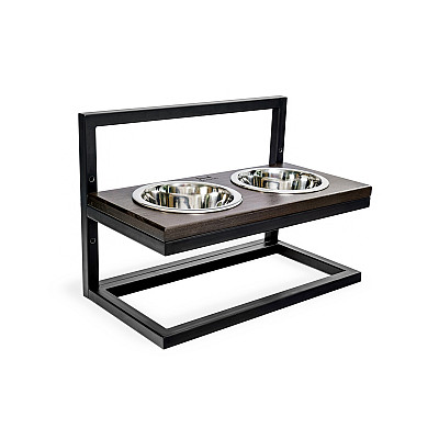 Harley&Cho Миски на подставке c регулируемой высотой Lift Brown wood + Black