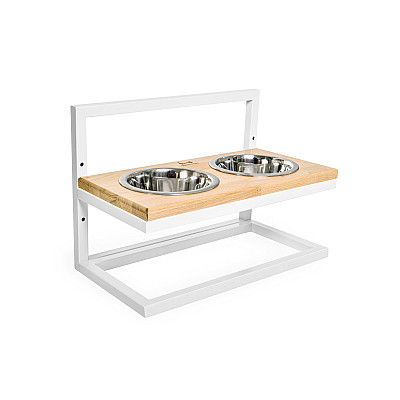 Harley&Cho Миски на підставці з регульованою висотою Lift Natural Wood + White