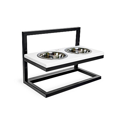 Harley&Cho Миски на підставці з регульованою висотою  Lift White Wood + Black