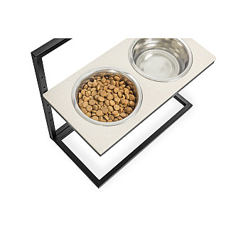 Миски на підставці з регульованою висотою Lift Beige Stone + Black, Large (52x26cm / висота від 15cm до 40 cm/ Миски 1.8 л)
