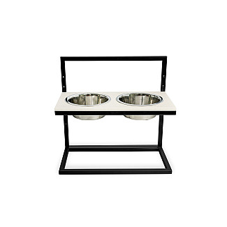 Миски на підставці з регульованою висотою Lift Beige Stone + Black, Large (52x26cm / висота від 15cm до 40 cm/ Миски 1.8 л)