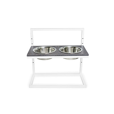 Harley&Cho Миски на подставке с регулируемой высотой Lift Black Stone + White