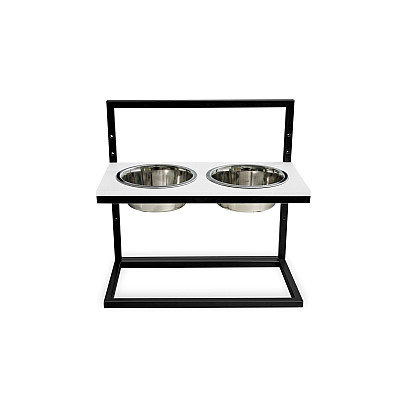 Harley&Cho Миски на подставке с регулируемой высотой Lift White Stone + Black