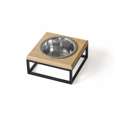 Harley&Cho Одна миска на подставке Lunch Bar Natural wood + Black