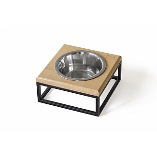 Одна миска на подставке Lunch Bar Natural wood + Black, M (21x21х10 cm/ Миска 0.75 л)
