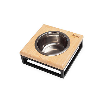 Одна миска на подставке Lunch Bar Natural wood + Black, M (21x21х10 cm/ Миска 0.75 л)