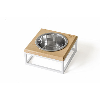 Одна миска на подставке Lunch Bar Natural wood + White, M (21x21х10 cm/ Миска 0.75 л)