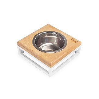 Одна миска на подставке Lunch Bar Natural wood + White, M (21x21х10 cm/ Миска 0.75 л)