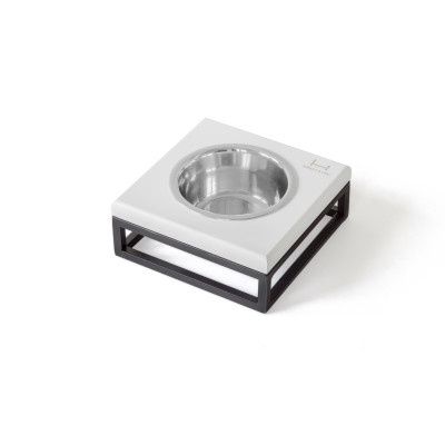 Harley&Cho Одна миска на подставке Lunch Bar White wood + Black 