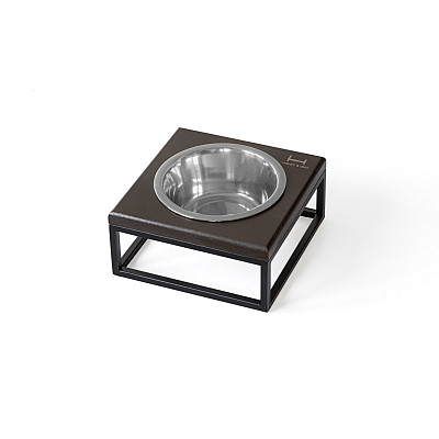 Harley&Cho Одна миска на подставке Lunch Bar Brown wood + Black 