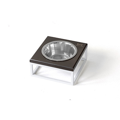 Harley&Cho Одна миска на подставке Lunch Bar Brown wood + White