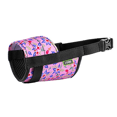 Намордник ТМ HIDOG "Flowers pink" з нейлону регульований