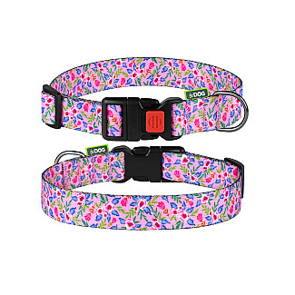 Нашийник ТМ HIDOG "Flowers pink" 18-28 см, розмір XS