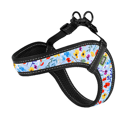 Шлея ТМ HIDOG COMFORT "Flowers blue",  28-34см