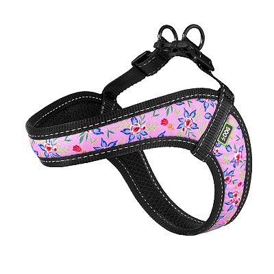 Шлея ТМ HIDOG COMFORT "Flowers pink",  28-34см