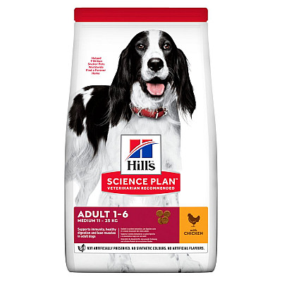 Сухой корм для взрослых собак средних пород Hill's Science Plan Adult Medium Breed с курицей