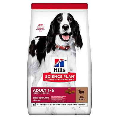 Cухий корм для дорослих собак середніх порід Hill’s Science Plan Adult Medium Breed з ягням і рисом