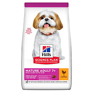 Hill’s Science Plan Mature Adult 7+ Small&Mini Сухий корм для зрілих малих і мініатюрних собак від 7 років, з куркою, 1.5 кг