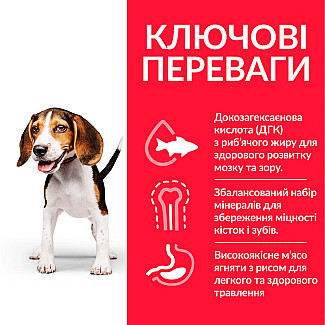 Hill’s Science Plan Puppy Medium Breed Сухий корм для цуценят середніх порід, з ягням і рисом, 14 кг