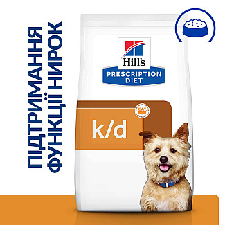Сухой корм Hill's Prescription Diet k/d для собак для поддержания функции почек, с курицей(СРОК 09/2026), 1.5 кг