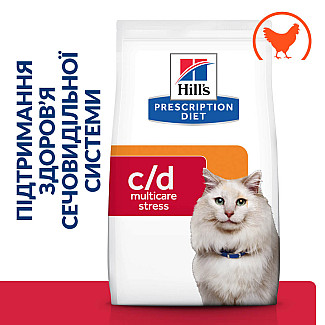 Hill’s Prescription Diet c/d Stress Сухий корм для котів для догляду за сечовидільною системою при дії стресових факторів, з куркою, 1.5 кг