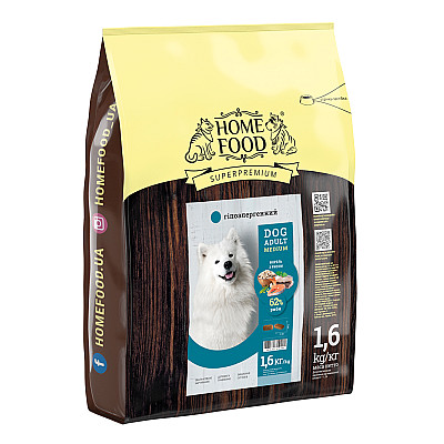 Сухий корм для собак середніх порід з білою шерстю Home Food (Хоум Фуд) DOG ADULT MEDIUM Гіпоалергенний «Форель з рисом»