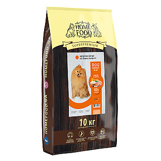 Сухий корм для дорослих собак дрібних порід Home Food (Хоум Фуд) DOG ADULT MINI Здорова шкіра та блиск шерсті «Індичка та лосось», 10 кг