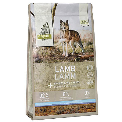 Сухой корм для собак Isegrim Steppe Adult Lamb with Berries с ягненком, ягодами и дикорастущими травами