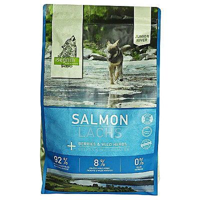 Сухой корм для собак Isegrim River Junior Salmon with Berries с лососем, ягодами и дикорастущими травами для щенков